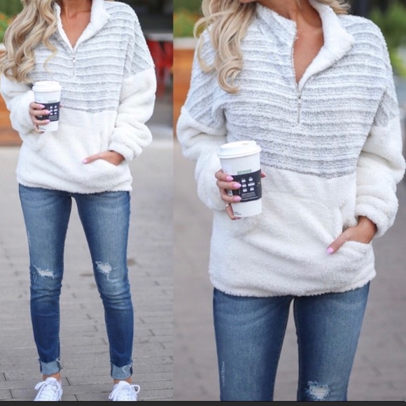 Fuzzy zipper sweater! - Picture 2 of 3